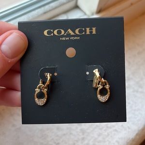 NWOT Coach Signature Crystal Small Hoop Earrings - Gold